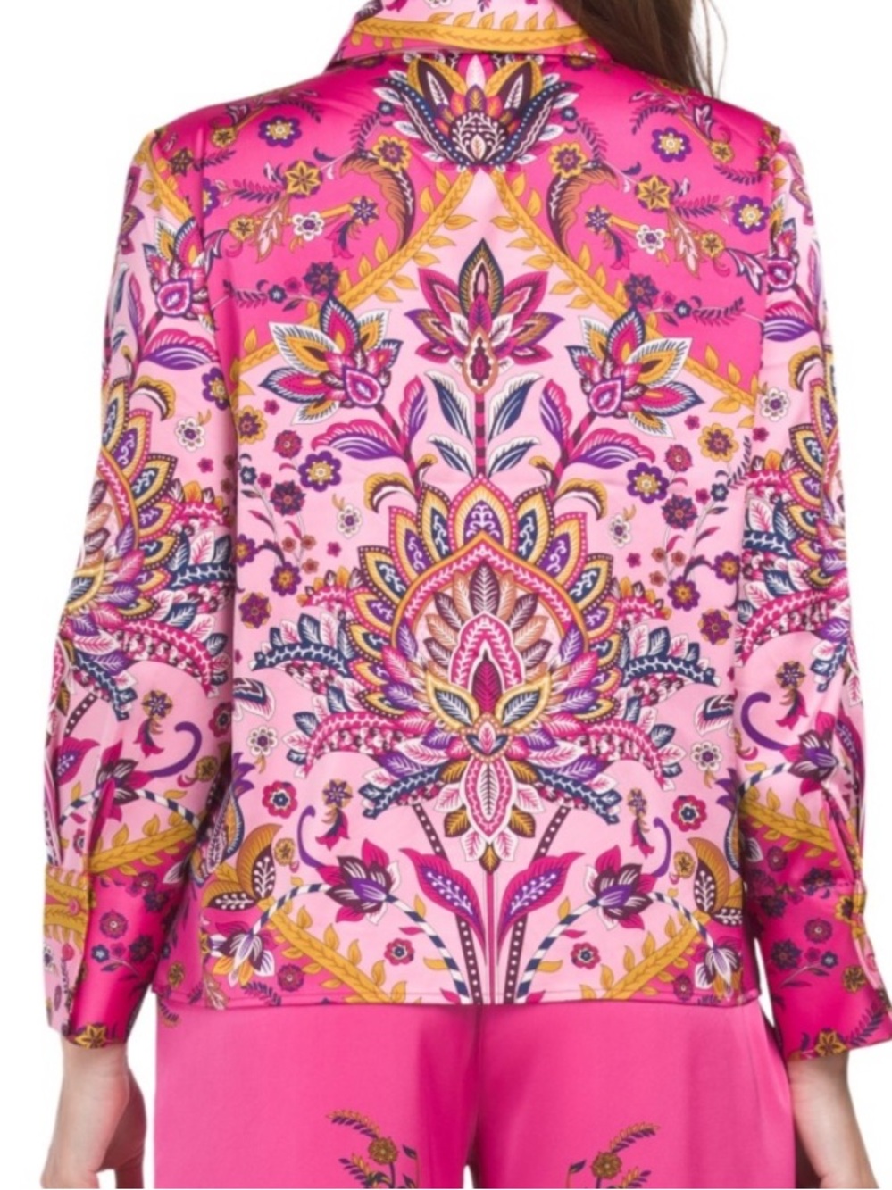Rachel Zoe Pink Paisley Boho Button Down Blouse Top NEW! - Picture 10 of 10